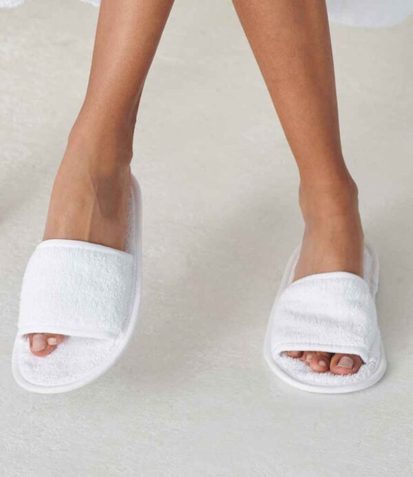 Terry Room Slippers White Open Toe Unisex - Image 3