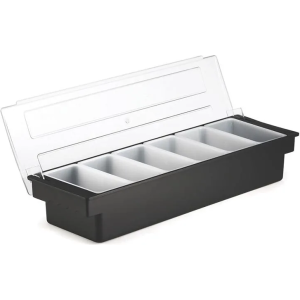 Condiment Holder, 6 Compartments , Black , plastic